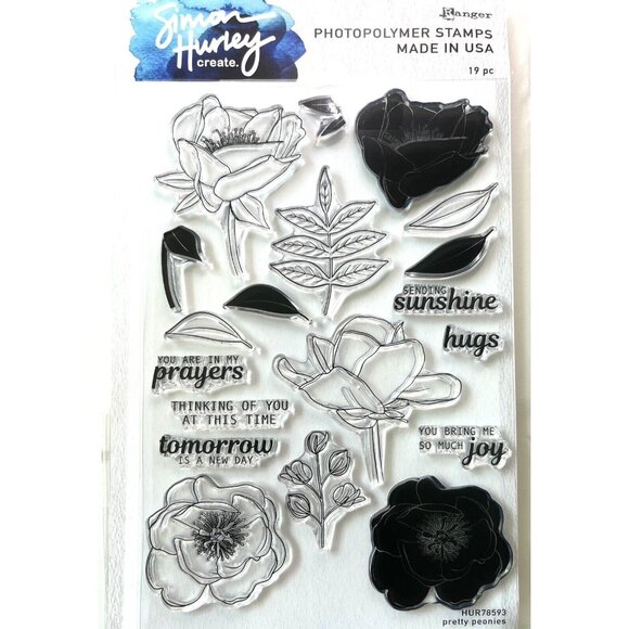 Ranger Other - Simon Hurley Create Ranger Photopolymer Pretty Peonies Stamps 6X9 Flowers Gift